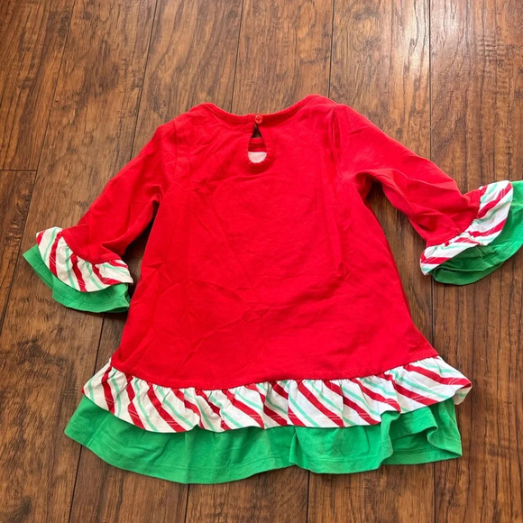 Magical Season Girls Christmas Holiday Red and Green Reindeer Dress | Size 3T - Picture 3 of 4